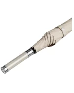 Grand parapluie chic beige avec poignée texturée, détails en métal, design élégant et pratique de la collection [Collection].