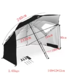 Parapluie-tente de pêche 240x212x90 cm, protection extérieure avec accessoires, idéal pour la pêche en plein air.