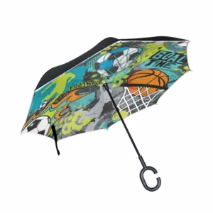 Parapluie inversé thème sport vert