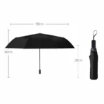 Parapluie thème cheval, design original. Ouvert : 98 cm de diamètre, 60 cm hauteur. Replié : 28 cm. Élégant, pratique et compact.