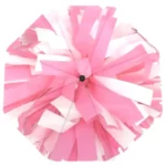 Parapluie original rose et blanc avec rubans en tissu, design coloré et unique, idéal pour un look tendance et élégant.