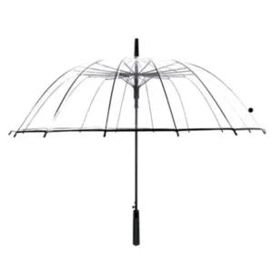 Parapluie transparent coupe vent sur fond blanc