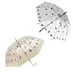 Parapluie transparent avec motifs chiens et chats, design élégant et tendance, idéal pour une touche fun sous la pluie.