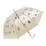Parapluie transparent avec motifs chiens et chats, design ludique et tendance, parfait pour se protéger de la pluie avec style.