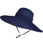 Chapeau de pluie homme bleu marine à larges bords, anti-UV, imperméable, avec sangle de maintien, taille E27, [Collection].