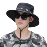 Chapeau solaire imperméable anti-UV à bord large taille E27, idéal pour hommes, parfait contre le soleil et la pluie.