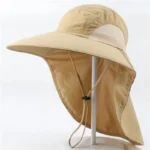 Chapeau bob de pluie imperméable anti-UV avec protège-nuque et aérations latérales, idéal pour activités en plein air.