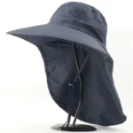 Chapeau de pluie bob imperméable avec protège nuque, anti-UV, aération latérale, parfait pour la pluie et le confort extérieur.
