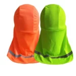 Chapeaux imperméables fluo avec protection nuque et bandes réfléchissantes, parfaits contre la pluie pour pêcheurs et travailleurs.