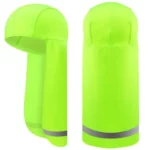 Sous casquette de pluie vert fluorescent avec rabats anti-UV et bande réfléchissante pour pêcheurs et hommes de chantier.