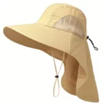 Casquette parapluie bob imperméable anti-UV avec protège-nuque, aération latérale et élastique serre-tête pour activités extérieures.