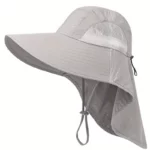 Casquette parapluie bob imperméable anti-UV, protège nuque, élastique serre-tête, ventilé pour confort optimal en extérieur.