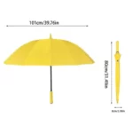 Grand parapluie droit jaune résistant, envergure 101 cm, élégant et durable. Parfait pour toutes saisons et intempéries.