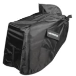 Jupe et tablier scooter coupe-vent noir, matériau imperméable, fermeture zippée, logo visible, idéal pour protection moto.