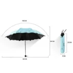 Parapluie blanc manuel avec petites fleurs, design élégant, pliable, compact, idéal pour toutes saisons et facilement transportable.