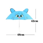 Parapluie enfant 3D animaux, modèle droit, design mignon bleu, 48 cm diamètre, 42 cm hauteur, idéal pour les journées pluvieuses.