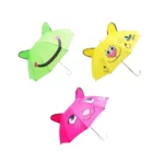 Parapluie enfant animaux 3D coloré et ludique : motifs chat, visage souriant, design unique et amusant pour les petits.