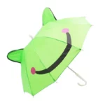 Parapluie enfant 3D animaux avec oreilles de chat et motif souriant, parfait pour des jours de pluie joyeux et colorés.