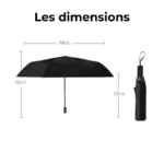 Parapluie enfant basketball pliant, noir, compact 98 cm ouvert, 28 cm replié, pratique et stylé pour les fans de basket.
