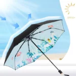 Parapluie enfant manuel avec motif chats rigolos, robuste et coloré, idéal pour protéger les petits des intempéries avec style.