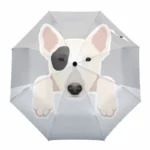 Parapluie enfant automatique multicolore chihuahua, design chien mignon avec oreilles dressées sur fond gris.