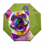 Parapluie enfant multicolore chihuahua modèle automatique, design chien artistique, idéal pour les jours de pluie.