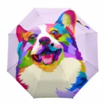 Parapluie enfant multicolore avec design chihuahua mignon, modèle automatique, parfait pour égayer les jours de pluie.