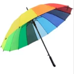 Parapluie femme multicolore, design élégant à rayures vives, parfait pour égayer les journées pluvieuses. Accessoire [Collection].
