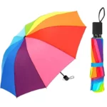 Mini parapluie multicolore automatique anti-UV, design arc-en-ciel, compact et pratique pour allier protection et style élégant