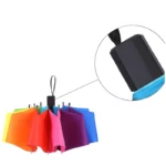 Mini parapluie multicolore automatique anti-UV, design compact et coloré, protection solaire, idéal pour toutes les saisons.