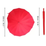Parapluie rouge en forme de cœur pour femme, ouvert, 100 cm de diamètre, mât de 80 cm, élégant et pratique avec étui inclus.