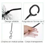 Parapluie transparent pour chien avec laisse, poignée en C noire, design pliable et chaîne en métal solide de haute qualité.