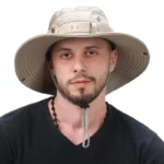 Chapeau de brousse imperméable anti-UV pour hommes et femmes, modèle taille E27, idéal pour activités en extérieur et protection solaire.