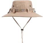 Chapeau de brousse beige taille E27, imperméable et anti-UV, pour homme et femme, large bord et lanières ajustables, [Collection]