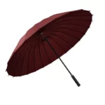 Grand parapluie droit 24 baleines bordeaux, solide et coloré, parfait pour se protéger avec style sous la pluie.