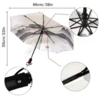 Parapluie beige orangé à pois et points avec ondulations design, automatique, élégant, pratique, parfait pour la pluie et le style.