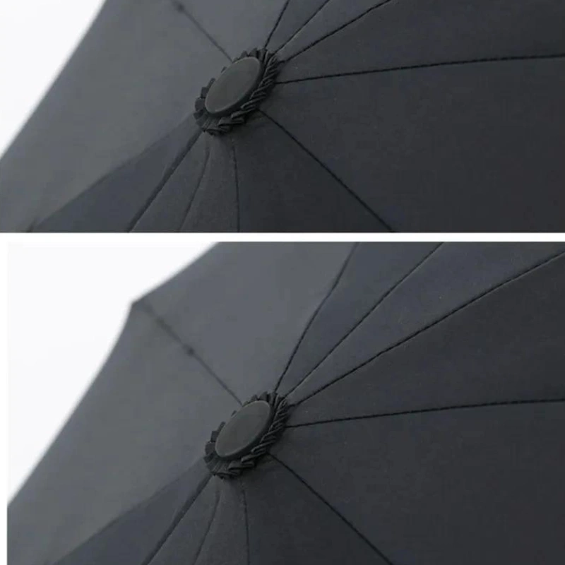Parapluie automatique double couche jaune et noir, élégant et robuste, idéal pour une protection efficace par tous les temps.