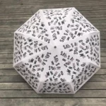 Parapluie beige de luxe avec poignée tête d'ours, automatique et élégant, parfait pour les intempéries et un style raffiné.