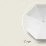 Parapluie blanc automatique anti-UV, élégant et pratique, diamètre 110 cm, idéal pour une protection solaire optimale et intemporelle.