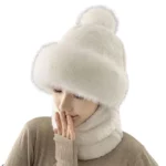 Capuche de pluie en peluche isotherme, fourrure blanche, confortable et stylée pour rester au chaud pendant l'hiver.