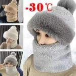 Capuche de pluie à fourrure moumoute isotherme en peluche, design chaud et confortable, idéale pour températures froides jusqu'à -30°C.