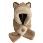 Capuche hiver avec fausse fourrure intégrée, style adorable avec oreilles de chat, chaude et confortable pour pluie et neige.