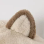 Capuche hiver pluie neige avec écharpe et fausse fourrure beige-brune, accessoire doux et confortable de la [Collection].