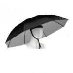 Chapeau parapluie noir grande taille, élégant et pratique, protection optimale contre la pluie, design simple avec attaches solides.