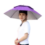 Chapeau parapluie double anti-UV imperméable avec trappe d'aération, pratique et élégant, protection pluie et soleil.