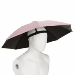 Chapeau-parapluie pliant 69 cm anti-UV, rose et noir, idéal contre pluie et soleil, porté par mannequin - [Collection].