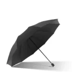 Parapluie noir renforcé 130 cm manuel, design élégant et moderne, ouvert sur fond blanc - parfait pour une protection optimale.