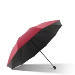 Grand parapluie manuel 130 cm, canopée rouge et noire, robuste et élégant, idéal pour une protection fiable contre la pluie.
