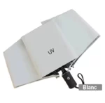 Parapluie anti UV automatique blanc, pratique et élégant, idéal pour se protéger du soleil et de la pluie, collection tendance.