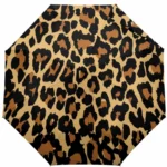 Parapluie automatique marron motif panthère, élégant et pratique, un accessoire parfait pour ajouter du style sous la pluie.